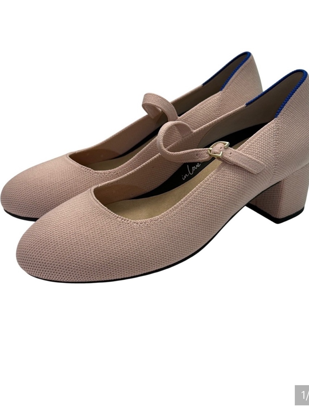 Rothys The Mary Jane Rosebud Pink Block Heel Pump Shoes Womens 9 Office NWOB - Picture 2 of 8
